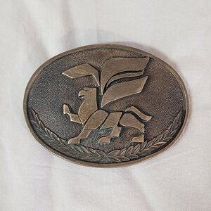 Vintage Belt Buckle Mens Solid Brass Griffon Eagle Winged Mythological Creature